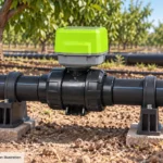 Solar-Powered Smart Irrigation Ball Valve — ST-A2 — AI-generated agricultural application illustration