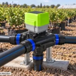 Smart Five-Port Irrigation Distribution Valve — ST-A2 — AI-generated agricultural application illustration