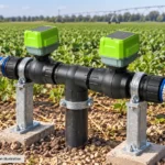 Smart Irrigation Hose Ball Valve — ST-A2 — AI-generated agricultural application illustration