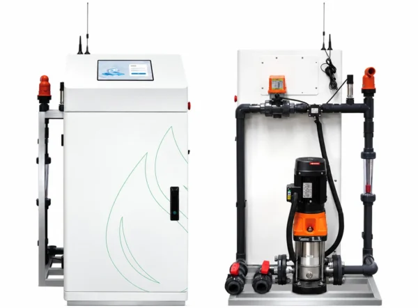 single-channel fertigation unit — J series front cabinet and rear pump-injection assembly