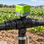 Smart Three-Way Irrigation Valve — ST-A2 — AI-generated agricultural application illustration